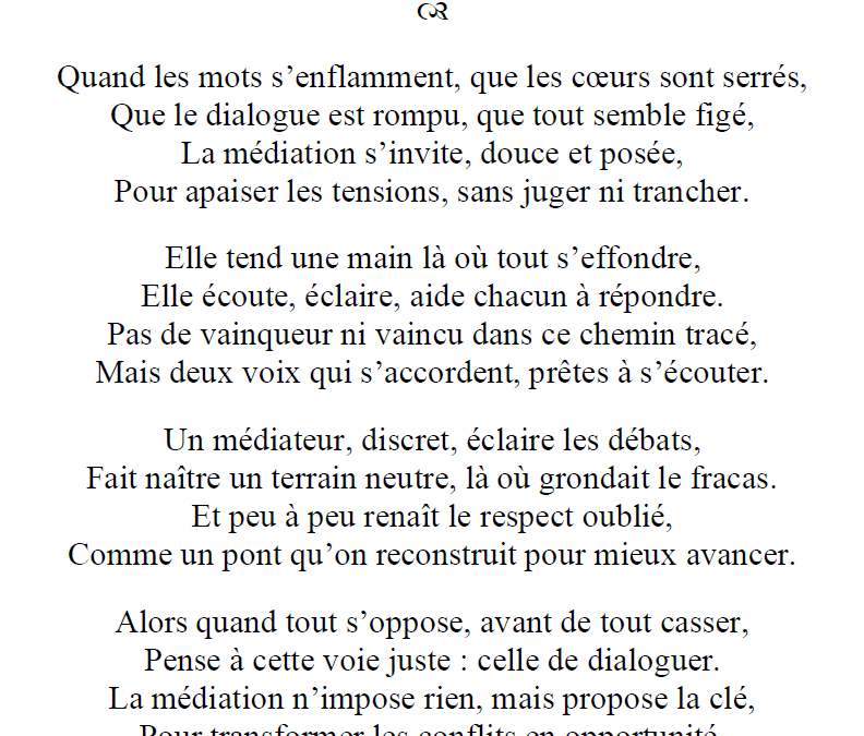 MAH - Poème Médiation un art de paix